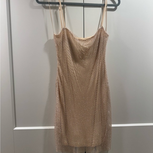 Full Rhinestone Gold Mini Dress - Picture 4 of 4